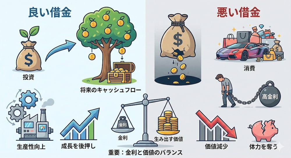 良い借金と悪い借金の図解